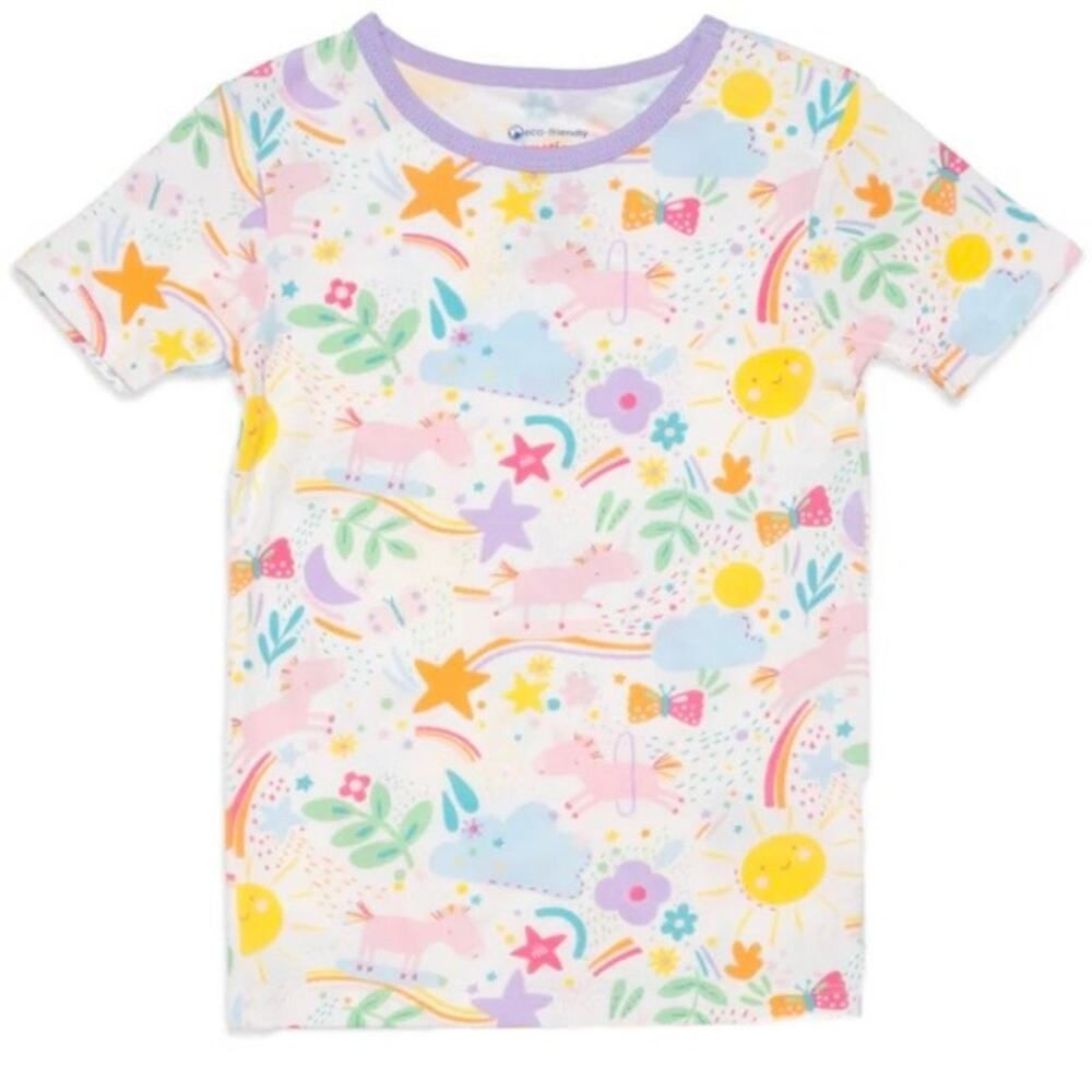 Magnetic Me Girls Sunny Day Vibes Unicorn Flower Soft Modal Pajama Shirt Size 4T